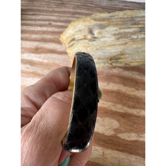 Vintage Made In Italy Black Leather & Gold Tone Knot Bracelet - Picture 4 of 5